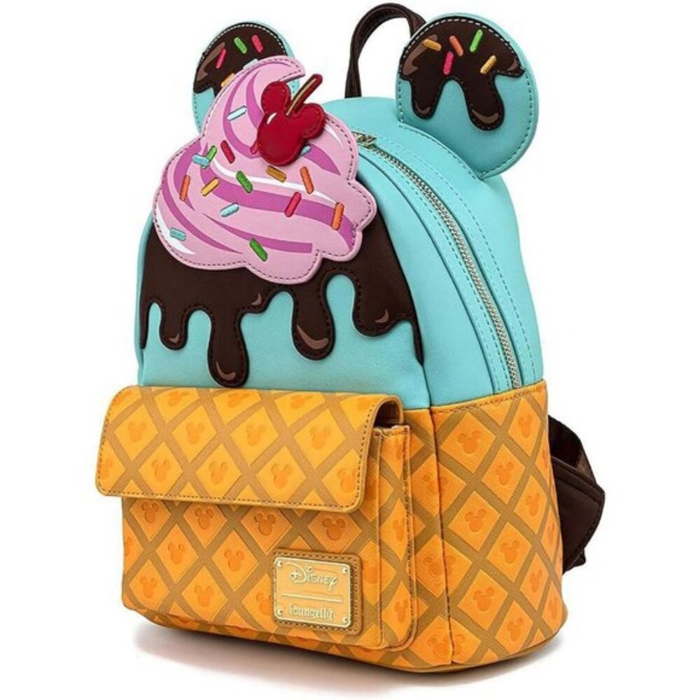 🆕Loungefly Women Disney Mickey and Minnie Mouse Sweets Ice Cream Mini Backpack - Picture 8 of 10